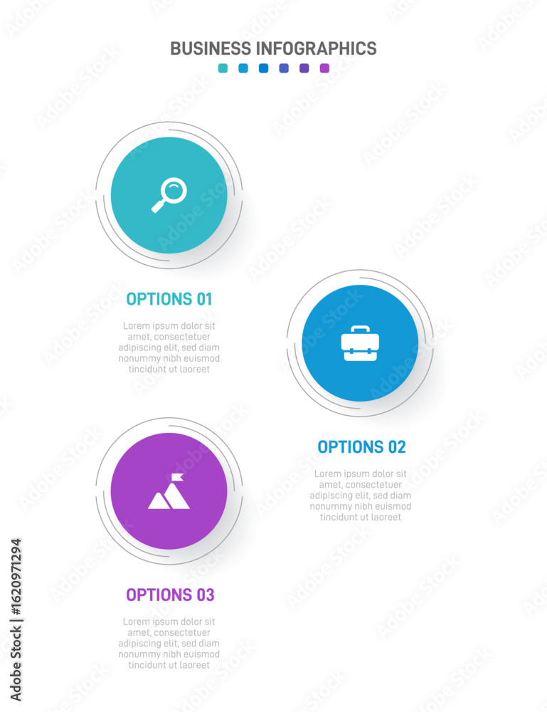 Poster vertical progress bar featuring 3 arrow-shaped elements, symbolizing the three stages of business st