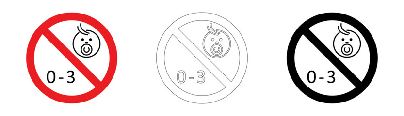 No Children Under 3 Years Old Allowed Sign in vector format