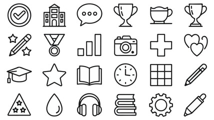 Collection of educational and achievement icons school learning