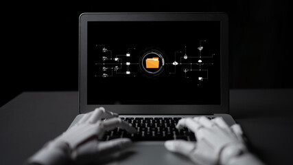 AI artificial intelligence assists digital folder management with smart sorting, cloud structure analysis, and virtual assistant access for workflow efficiency. Latch