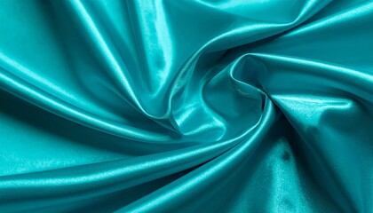 Obraz premium Cascading Turquoise Silk Fabric, Smooth and Luxurious Texture