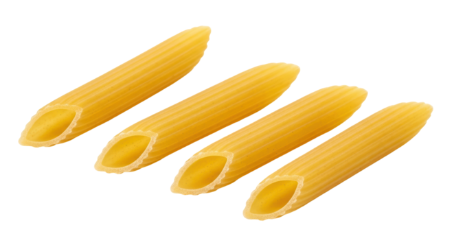 Isolated Four Penne Pasta Pieces