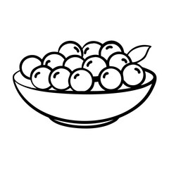 Bowl filled with fresh blueberries on a white background  