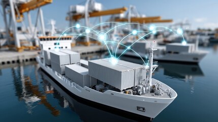 Fototapeta premium Revolutionizing freight port infrastructure with virtual technologies a comprehensive analysis of innovations location and future perspectives