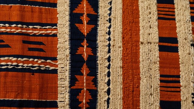Mexican Zapotec Cloth in Earth Tones with Striped Pattern from Tlacolula Region

