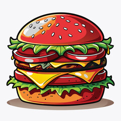 Juicy Double Cheeseburger Vector Illustration on white background