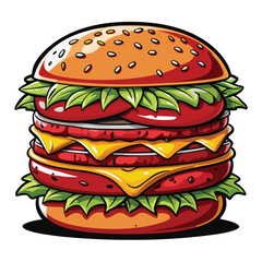 Juicy Double Cheeseburger Vector Illustration on white background