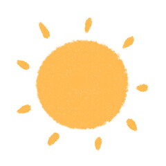 Simple hand-painted yellow sun with soft edges and radiating rays, ideal for summer, weather, or cheerful designs