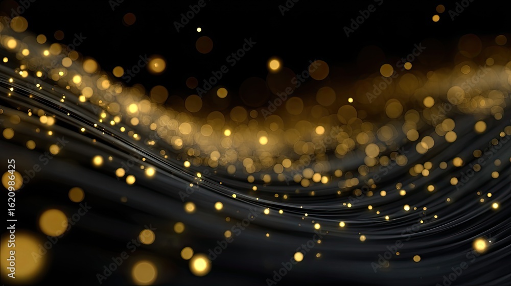 Poster a long, glowing curve of golden light sparkles with stars, creating an ethereal effect that suggests