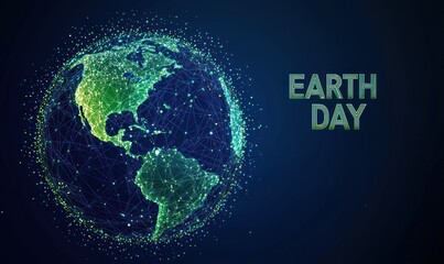 Earth day digital globe network connection for environmental awareness day