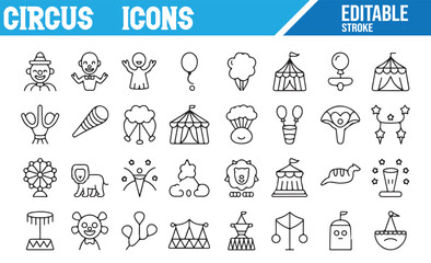 Vector Icons for Clowns, Performers, and Circus Activities