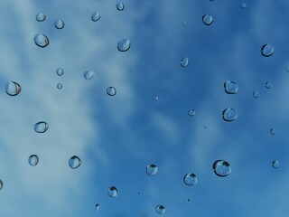 floating raindrops against a blue sky. raindrop symphony 