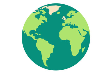 Stylized illustration of planet earth showing continents and oceans