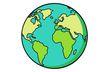 Fototapeta premium Simple illustration of planet earth with continents and oceans