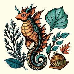 A powerful Chinese dragon on a white background with a majestic form