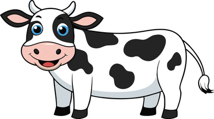 Cartoon Cow in white background vector design, Cow logo and icon design, Cow illustration vector design
