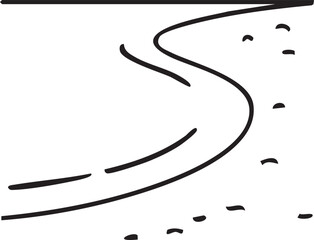 Black curved lines and dots on white background abstract