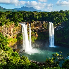 Fototapeta premium Lush waterfalls cascading into a pool