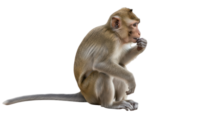Isolated Monkey Eating Something