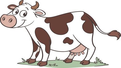 Cow illustration vector design, Cow logo and icon design, Cow in field illustration vector design