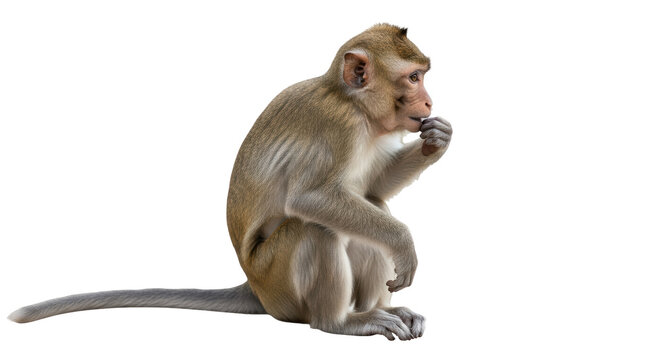 Isolated Monkey Eating Something