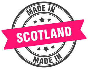 Made in Scotland round sign. Made in Scotland stamp.