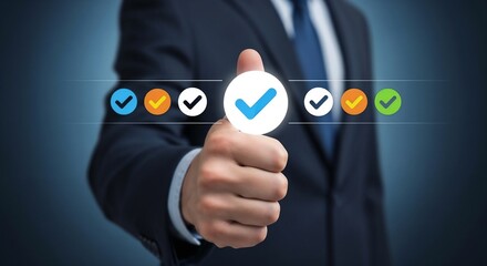 
Hand shows sign of top service Quality assurance, Guarantee, Standards, ISO certification and standardization concept, satisfaction, service experience, show the standards of products and services. 