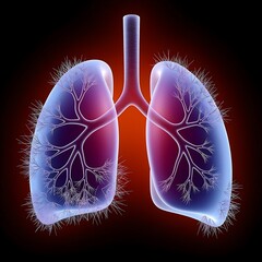 Glowing lungs with bronchial tree