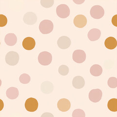 ai seamless colorful polka dot pattern on a cream background with varying sizes of circles in warm hues