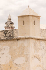 View of the historic walls that defended the Spanish colonial city of Campeche, Mexico.