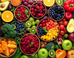 Vibrant array of colorful fruits and vegetables (1)