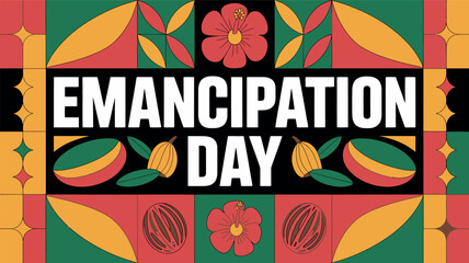 Fototapeta premium Grenada Emancipation Day Celebration with Colorful African-Inspired Design and Floral Elements