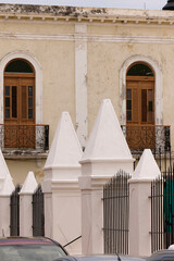 Afternoon view of a charming fence flourish architectural feature in the historic core of Campeche,...