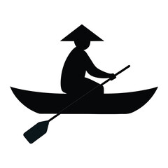 silhouette, boat, cane, male, adult, person waring the had
