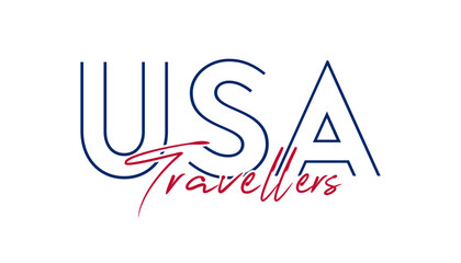 USA Travellers text effect vector illustrator.