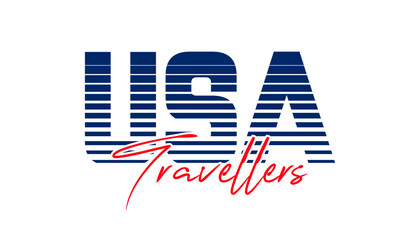 USA Travellers text effect vector illustrator.