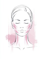 Detailed Sketch Illustrating Facial Layers and Collagen Zones in a Minimalist Style With a Blank Upper Area