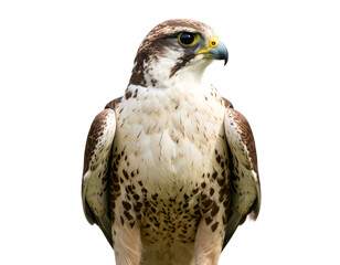 Falcon perched with sharp gaze, isolated PNG