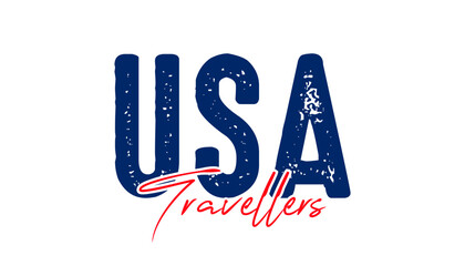 USA Travellers text effect vector illustrator.