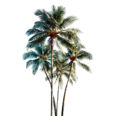Lush palm trees against a black background