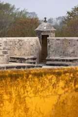 A historic Spanish Colonial fortification stands in Campeche, Mexico.