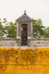 A historic Spanish Colonial fortification stands in Campeche, Mexico.