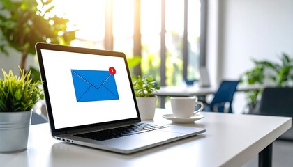 Laptop displaying unread email