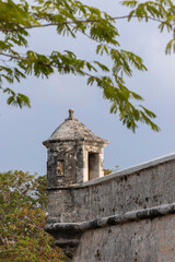 A historic Spanish Colonial fortification stands in Campeche, Mexico.