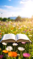 Open book in a meadow