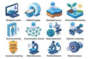 Sensing icon computing security system scanning quantum monitoring medical space vector exploration