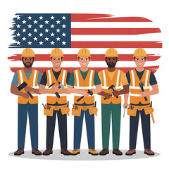 Labor Day icon set featuring tools, safety gear, and symbols. Solid, filled icons set of Labor Day celebration: hard hat, gear, wrench, handshake,