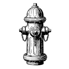 Vintage sketch of a fire hydrant in detailed black and white  
