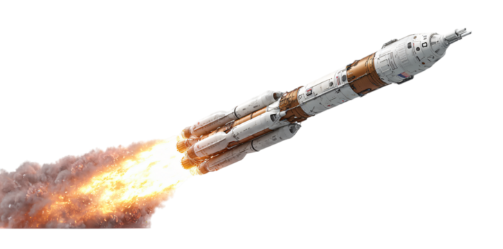 Powerful rocket ignites fiery ascent into the cosmos with incredible speed and ambition