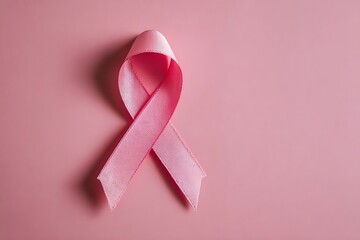 Pink Ribbon Glowing in Soft Pastel Light Symbol of Hope